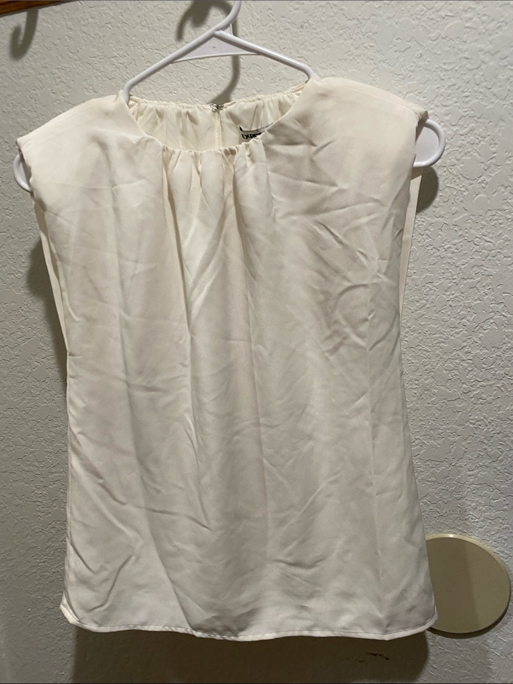 Express Cream Sleeveless Gathered-Neck Camisole